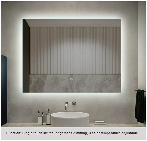 Frameless LED Bathroom Mirror, Backlit - JTBM-R08-Rectangle
