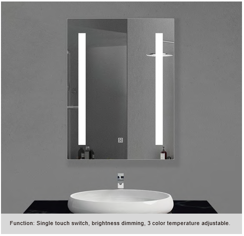 Frameless LED Bathroom Mirror, Inner Etched Two Bar LED - JTBM-R06 – Rectangle