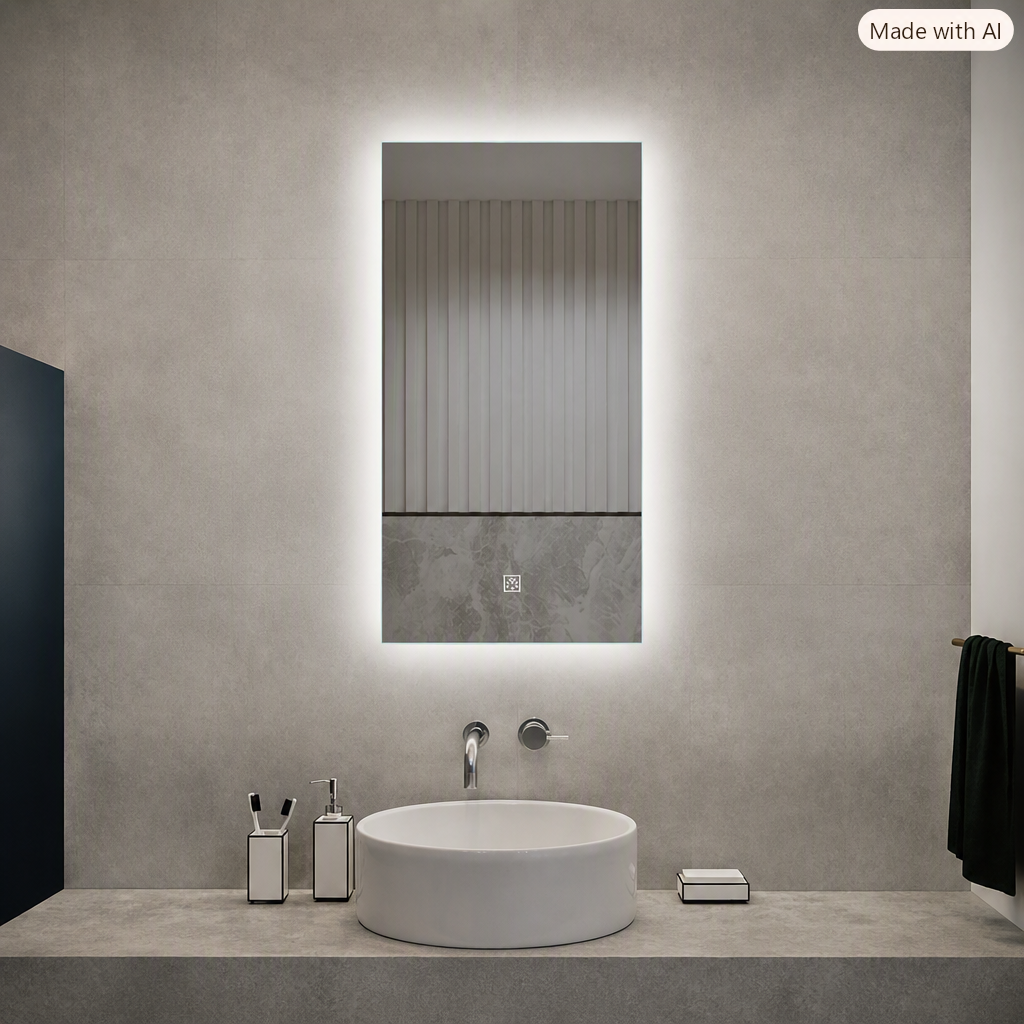 Frameless LED Bathroom Mirror, Backlit - JTBM-R08-Rectangle