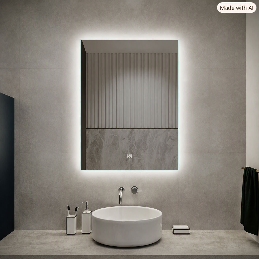 Frameless LED Bathroom Mirror, Backlit - JTBM-R08-Rectangle